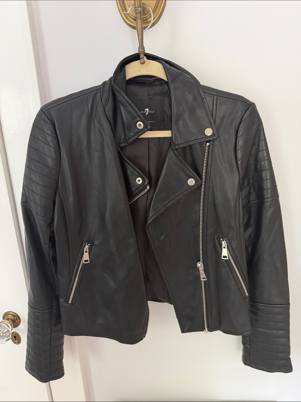 Classic Black Leather Moto Jacket - Women